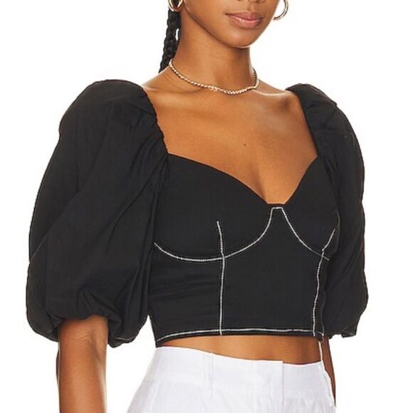 NWT JONATHAN SIMKHAI STANDARD Brene Bustier Top in Black Large Revolve - Picture 8 of 14